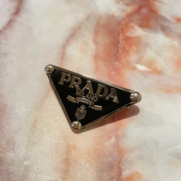 Accessories | Prada Triangle Logo Pin | Poshmark